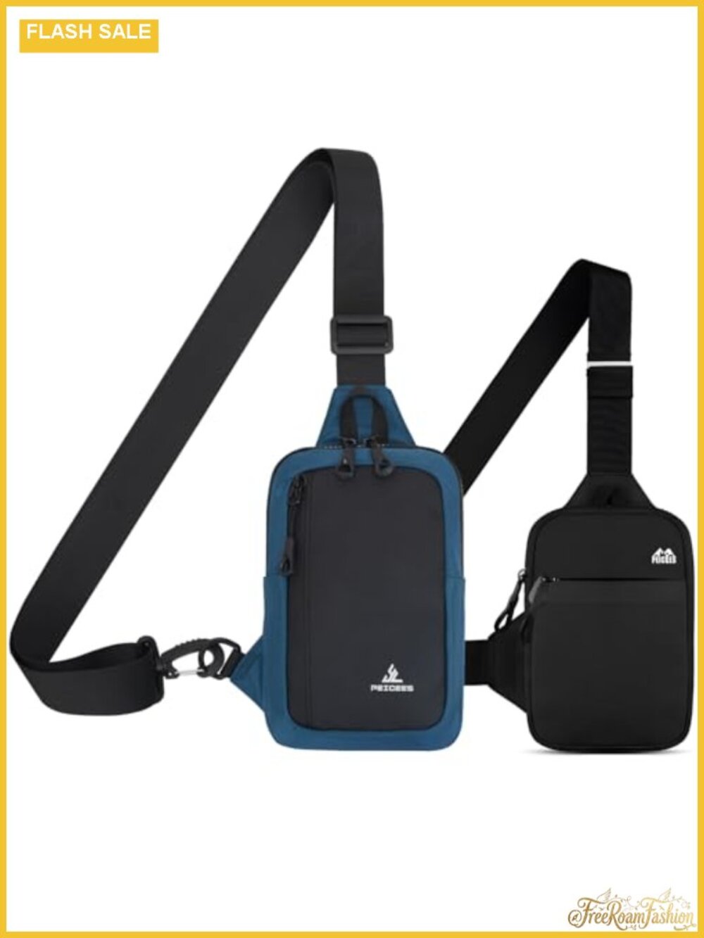 Peicees Crossbody Sling Bag Dual Pocket Water Resistant Fanny Pack Running